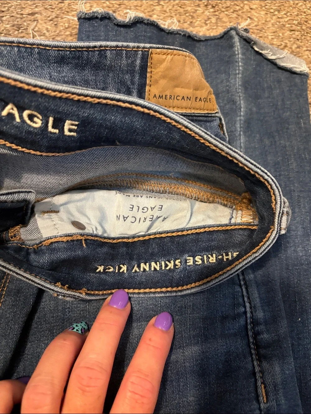 American Eagle Outfitters Dark Blue hi Rise Skinny Kick Jeans